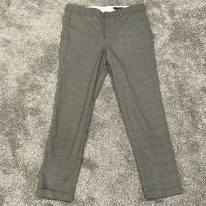 EC Men's H&M Skinny Fit Black / White Plaid Dress Pants with Cuffed Bottom -SZ33
